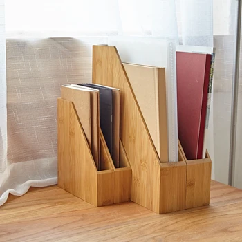 Bambusové Drevené Súbor Držiteľ Kancelársky Stôl Povrch Panelu Kreatívny Materiál Stĺpec Rám A4 Na Vertikálne Ukladanie Súborov Políčko