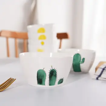 Misa domáce jedlo štvorcové keramické misy roztomilý kreslený tvorivé študentské jedlo keramické misy nastaviť jedlo kvet v tvare misky, servírovacie misy