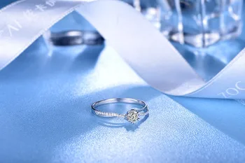 ZOCAI Weding Krúžok Certifikované Originálne Skutočný Diamant 0.35 CT Zásnubný Prsteň 18K Biele Zlato Diamantový Prsteň W00121