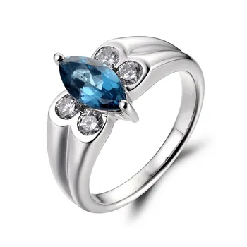 Leige Šperky London Blue Topaz Krúžok Striebro 925 Svadobný Sľub Krúžok Jemné Šperky Marquise Rezané Vianočné Romantické Darčeky pre Dievča