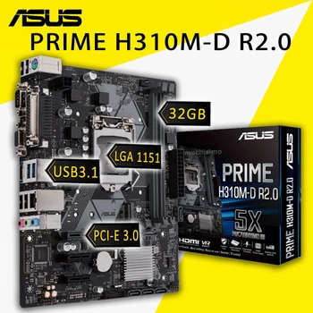 LGA 1151 Asus PRIME H310M-D R2.0 Doske Core i7/i5/i3/Pentium/Celeron M. 2 SSD Podporu HIFI Intel H310 Placa-mae PCI-E 3.0