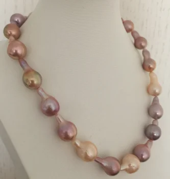 Jeden pramene 14-16 mm south sea barokový multicolor perlový náhrdelník 18-palcové 925s>>>ženy jewerly
