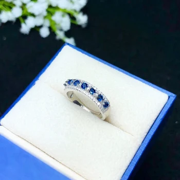 CoLife Šperky 925 Silver Sapphire Krúžok pre Denné Nosenie 2,5 mm Prírodné Blue Sapphire Strieborný Prsteň Klasický Strieborný Prsteň Drahokam Krúžok