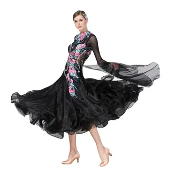 B-16492 Dospelých súťaže prima ballroom dance šaty black výkon ballroom dance kostýmy pre ženy