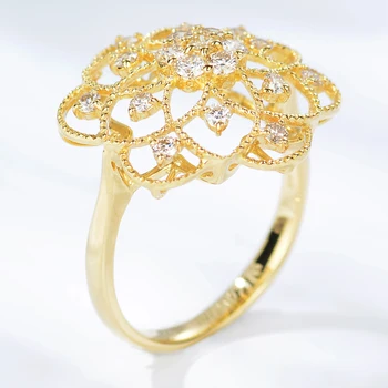 0.5 ct SI/H Kolo Plný Rez Prírodné Diamanty, Zásnubný Prsteň Pevné 14k Žltého Zlata Elegantné Unirque Kvet Ženy Trendy Jewely Krúžok