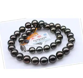 Módne šperky ohromujúci 10-11mmAAA black pearl náhrdelník