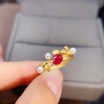 KJJEAXCMY jemné šperky S925 mincový striebro vykladané prírodné ruby nové dievča trendy krúžok podporu test Čínsky štýl hot predaj