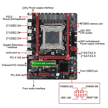 X79 (X79M-Q) základná Doska s E5-2670 V2 CPU+8G DDR3 RAM LGA 2011 2XDDR3 ECC RAM PCIE16X 4X USB2.0 SATA2.0 Doske