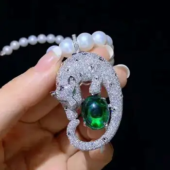 Dámske módne šperky micro vykladané zirkón cheetahs príslušenstvo biela 8-9mm sladkovodné perly náhrdelník s príveskom