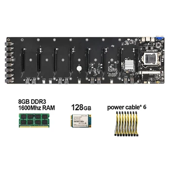 ETH-B75 V1.0Y základnej Dosky Podporuje 8XPCIE 16X Slot drobet 8G DDR3 1600Mhz pamäť RAM+128 GB MSATA SSD+6Xpower Kábel ETHERNET Doska