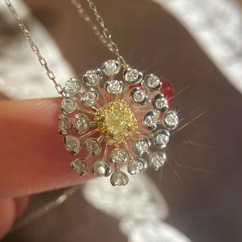 18k Au750 Zlato Prírodného diamantu Náhrdelník 0.7 Ct Kvet tvar Náhrdelník Svadobné Party Zapojenie Výročie Módne Eleganciu