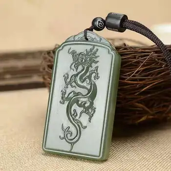 Top značky prírodných green jade prívesok handcarved jade dragon prívesky top značky jade šperky jadeit jadeit náhrdelník
