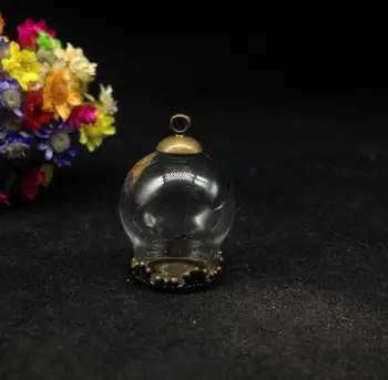 100sets/veľa 20*15 mm (otváracie) Číre sklo svete kvet zásobník 6 mm spp DIY sklo bublina ampulka prívesok sklenenou kupolou náhrdelník šperky