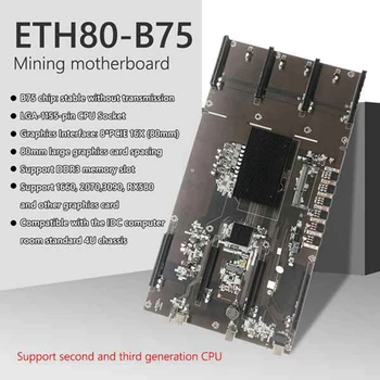 ETH80 B75 BTC Ťažba Doske+G630 CPU+Chladiaci Ventilátor+Kábel 8XPCIE 16X LGA1155 Podpora 1660 2070 3090 Grafická Karta