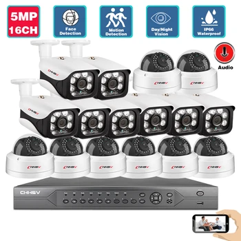 H. 265 16CH CCTV Systémy Fotoaparát NVR 4k Ultra HD Nepremokavé 5.0 MP Bezpečnostné IP Kamera P2P kamerový Systém Nastaviť