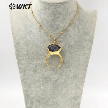 WT-N1322 Pôvodné Ušľachtilý Módne Kruhový Tvar Náhrdelník Prírodné Geode Agates Prívesok Náhrdelník Očarujúce Šperky Žena Darček Vintage