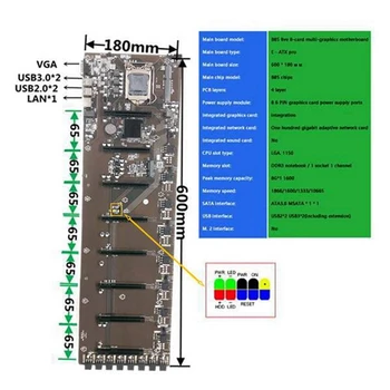 B85 BTC Ťažba 8PCI-E Ploche Dosky s 8GB DDR3 RAM+Switch Kábel LGA1155 65mm Veľké Medzery Slot Grafickej Karty