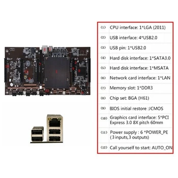 X79 H61 BTC Ťažba Doska s E5 2603 V2 CPU+RECC 4G DDR3 Pamäte LGA 2011 DDR3 Podporu 3060 3080 Grafická Karta