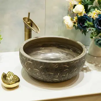 Nová Čínska retro keramické umývadlo nad počítadlo umývadlo umývadlo kolo kúpeľňa umývadlo malé slamy svetlo luxusné LO618459