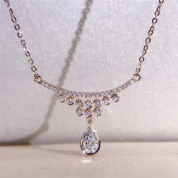 18K biele zlato prírodného diamantu náhrdelník všetky použitie 0.11 ct diamantov a majú certifikát HM020