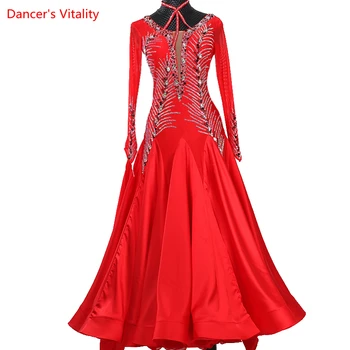 Moderné Tanečné Šaty Žien Lycra tvaru s uväzovaním za Imitácia Rakúsky Diamond Sukne Valčík Sála Profesionálne Tanečné Kostýmy