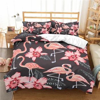 Luxusný 3D Flamingo Tlač 2/3ks Deti posteľná bielizeň Nastaviť Pohodlné Zvierat Perinu obliečka na Vankúš bytový Textil Jednotného/Queen/King Size