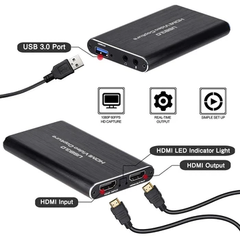 4K HDMI Hra Zachytiť Kartu USB 3.0 Videa v kvalite 1080P HD TV Tuner Karty pre Apparaat Voor Live Streaming-uitzendingen Video-opname