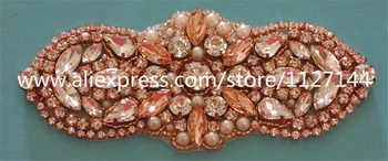 (30 kusov) Rose gold crystal svadobné korálkové drahokamu nášivka pre svadobné šaty krídla DIY žehlička na WDD0426