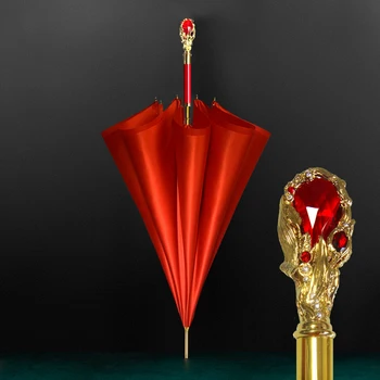 Červené Svadobné Dáždniky, Terasa, Háčik Automatické Vetru Luxusné Retro Dáždnik Trstiny Pre Ženy Paraguas Mujer Dážď Zariadenia
