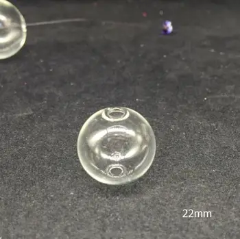 100ks kolo jasné 22 mm sklo bublina Globálne Ampulka Loptu s 2-3mm Dve Diery na Každej Strane DIY Sklenený Kryt/Ampulka Prívesky, Šperky