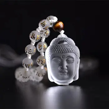 Prírodná biela crystal Amitabha prívesok, muţi a ţeny hlavu Náhrdelník Prívesok DOPRAVA ZADARMO