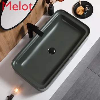 Nordic tabuľka umývadlo umývadlo home kúpeľňa matná zelená veľké veľkosti obdĺžnikového keramické umývadlo umenie
