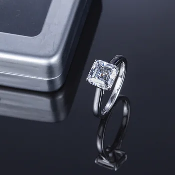 Biely Diamant 3.0 cts Asscher Rezanie Drahokamy 925 Sterling Silver Krúžky Pre Ženy A Mužov Darček