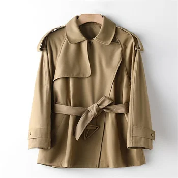 Windbreaker žien výkopu coats nové krátke šaty high-end dizajn Britský štýl bunda na jeseň jar casaco feminino inverno