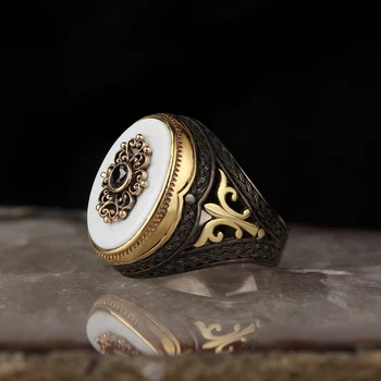 925 Sterling Silver Ring pre Mužov Ručné Prírodného Kameňa Vintage Darček Pánske Prstene Všetky Veľkosti turecký Módne Šperky Príslušenstvo