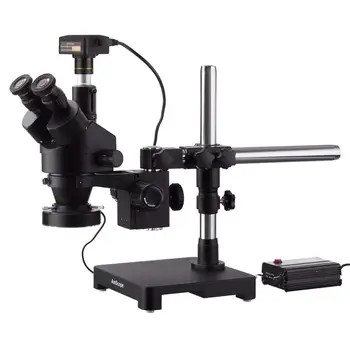 7X-45X Black Trinocular Stereo Zoom Mikroskopom na Jedno Rameno Boom Stojan s Ťažkých 80-LED Krúžok Svetlo & 3MP USB3.0 Digitálny C