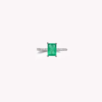 Jednoduché 925 Silver Emerald Krúžok pre Denné Nosenie, 5mm*7mm Prírodné Emerald Strieborný Prsteň Rýdzeho Striebra, drahých kameňov Krúžok