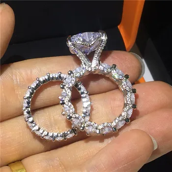 2020 Ručné Reálne 925 Sterling Silver prsteň Srdce rez 8ct AAAAA Cz Zapojenie svadobné kapela prstene Pre ženy, mužov Strany Šperky