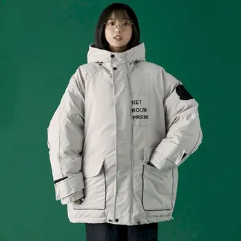 Dámske Zimné Bundy Parkas Jeseň Zima 2022 s Kapucňou na Zips, Prešívané Kabáty Nadol Bundy kórejský Voľné Teplé Ženské Trend