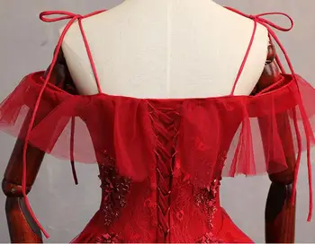 Reálne červené víno kravatu bowknot lomka golier rozstrapatené stredoveké šaty kráľovná Renesancie plesové šaty princezná Viktoriánskej/Marie