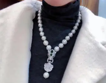 Nový dizajn Očarujúce 11-12 mm biela perlový náhrdelník prívesok