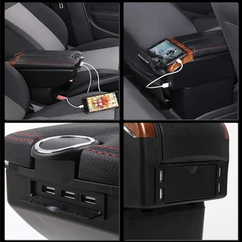 Pre Peugeot 307 Opierkou Box Dvojité dvere otvorené rozhranie USB stredovej Konzoly Úložný Box Ramena Zvyšok Auto príslušenstvo podrúčky