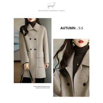 Jesenné a Zimné Žien kórejský Štýl Plus Veľkosť Vlnené Kabát Slim Strednej dĺžky Vlnené Kabát