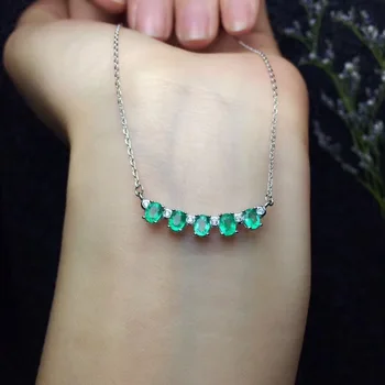 Klasické prírodné emerald náhrdelník, royal štýl, svete slávny gem, dobrá kvalita, nízka cena, 925 striebro.