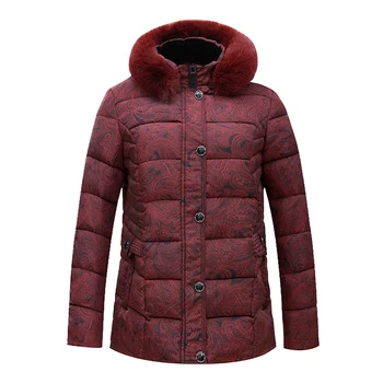 Dámske zimné bundy high-end nové hrubé kapucňou kožušiny golier bavlnená bunda jacket matka naložené žijúcich žien vrecko na zips