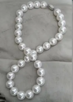 Nádherné obrovské 12-14 mm south sea kolo white pearl necklace18inch 925s KKK