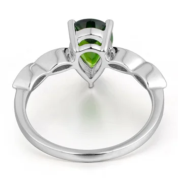 Leige Šperky Prírodné Chrome Diopside Krúžok Hruška Rez Zelený Drahokam Zapojenie Snubné Prstene pre Ženy, Striebro 925 Šperky