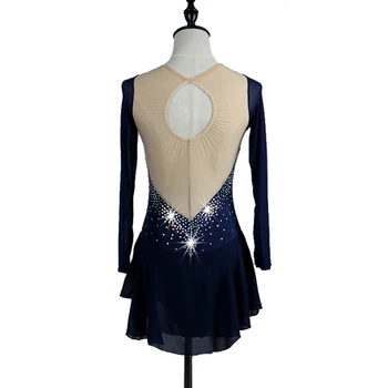 Nový Moderný Korčuľovanie Tanečné Kostýmy, Dámske Elegantné Dlhý Rukáv Lesklé Crystal Šaty Súťaže Výkon Oblečenie DQL3310