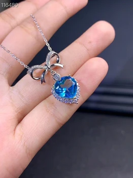 KJJEAXCMY jemné šperky 925 Sterling Silver vykladané prírodné blue topaz nádherné dievča, nové Prívesok Náhrdelník podporu test