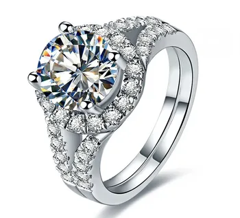 Brilantné Navždy 2Ct Zásnubný Prsteň Skutočné 925 Sterling Silver Diamond Šperky pre Ženy, Biela, Zlatá Farba